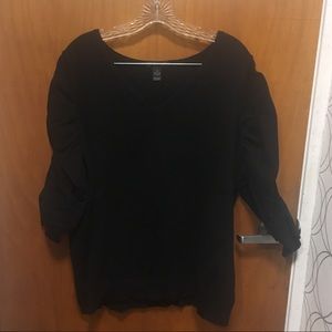 INC Pucker Sleeve V-neck Top